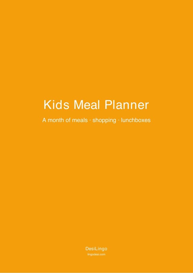 Kids Meal Planner · one month — first-page preview
